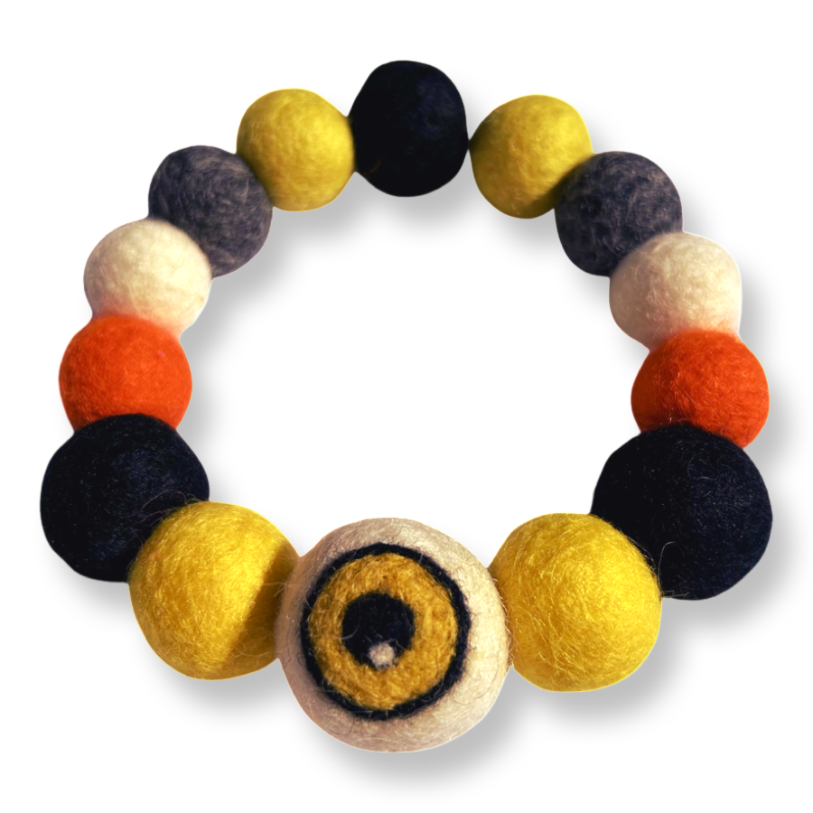 Halloween Pom Pom Dog Collar - Yellow Eye Ball-3