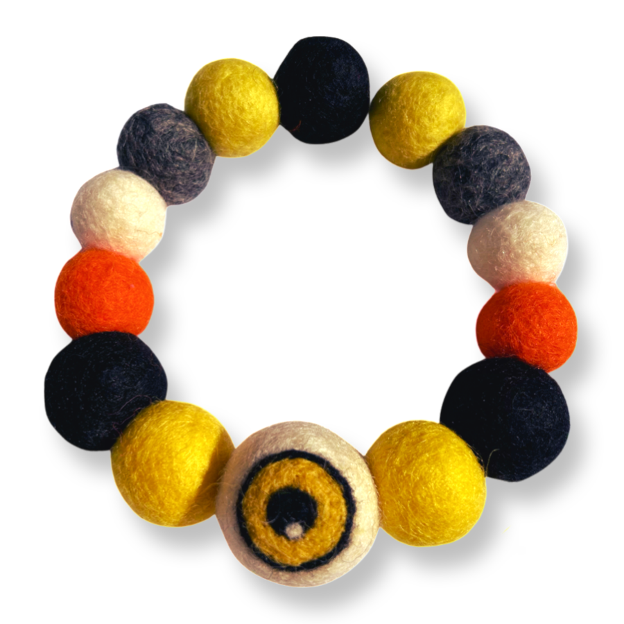 Halloween Pom Pom Dog Collar - Yellow Eye Ball-2