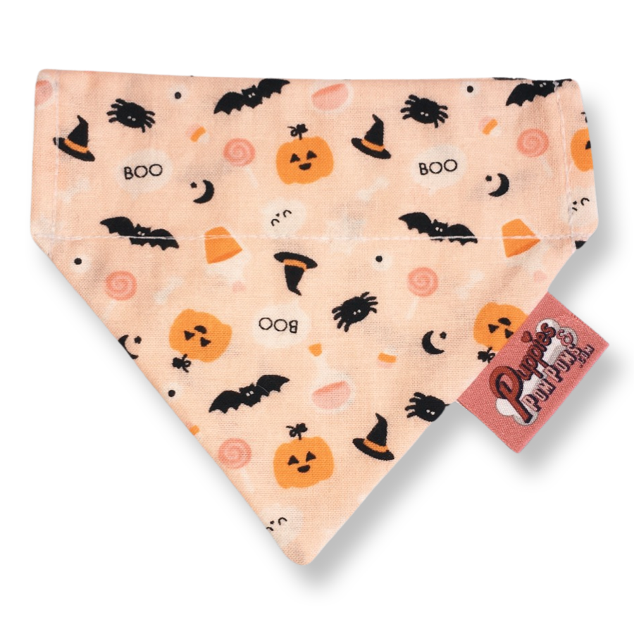 Boo! Halloween Pumpkin & Creepy Critters Dog Bandana-0