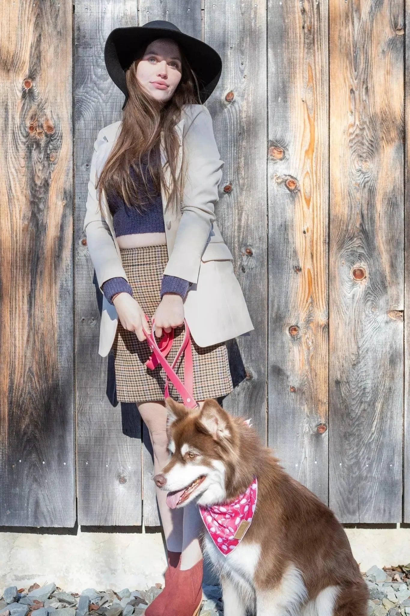 Wine Plaid Dog Bandana-2