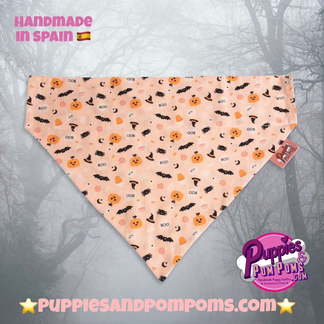 Boo! Halloween Pumpkin & Creepy Critters Dog Bandana-2