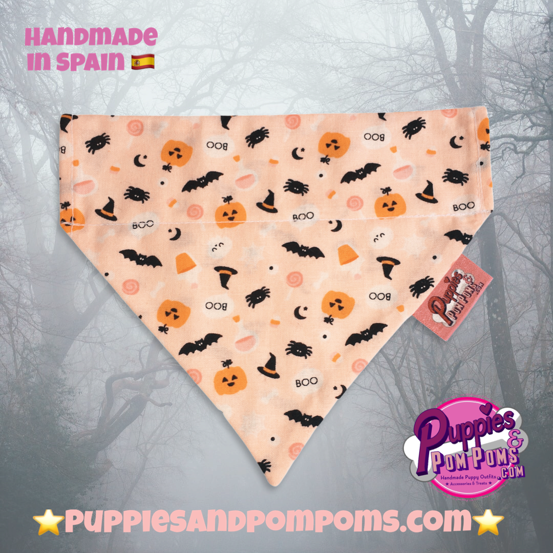 Boo! Halloween Pumpkin & Creepy Critters Dog Bandana-1