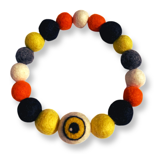 Halloween Pom Pom Dog Collar  - Yellow Eye Ball-0